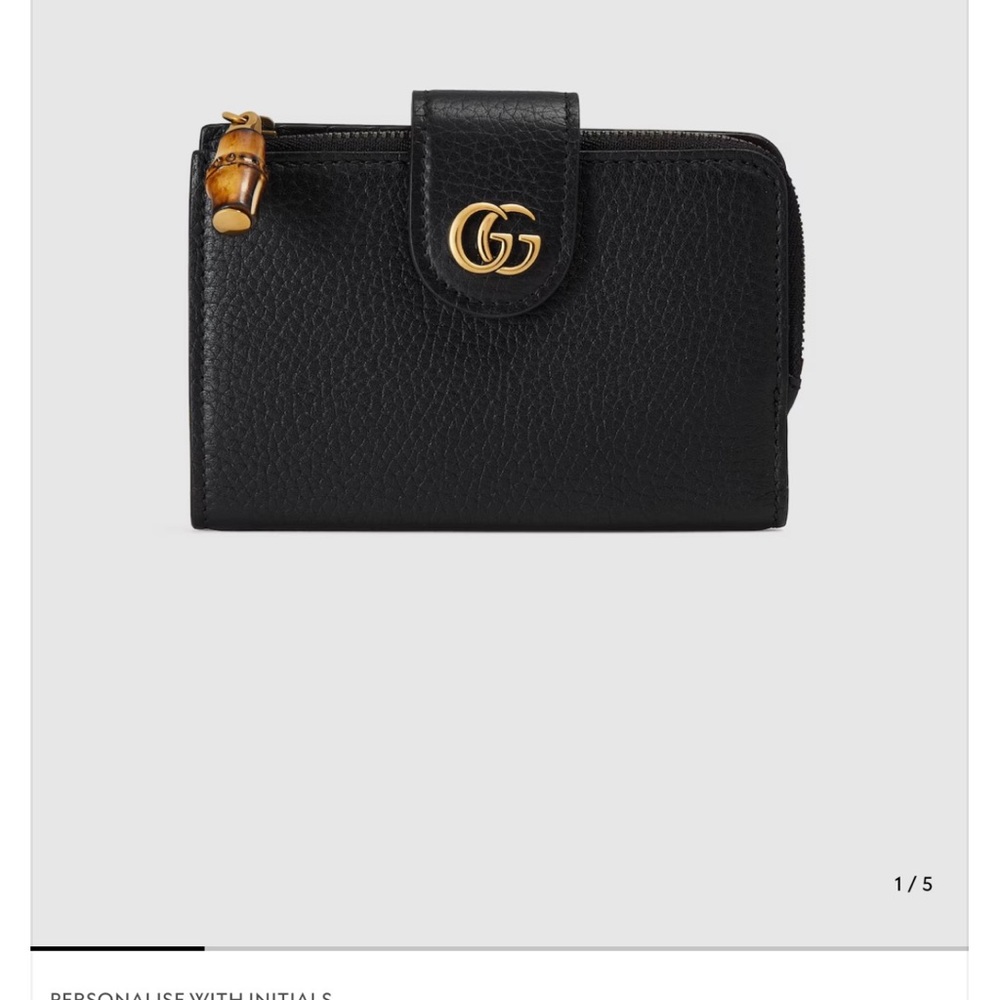 Gucci Black Wallet with Gold Accent with bamboo medium BNIB